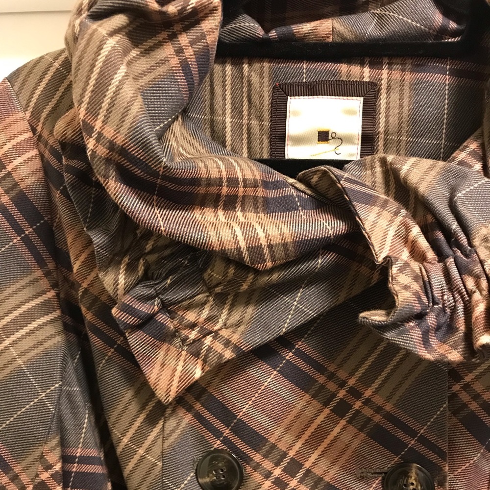 Anthropologie Elevenses Plaid Trench Coat